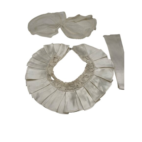 Victorian Lace Collar Misc Pieces Cotton Bow Satin - Picture 1 of 3